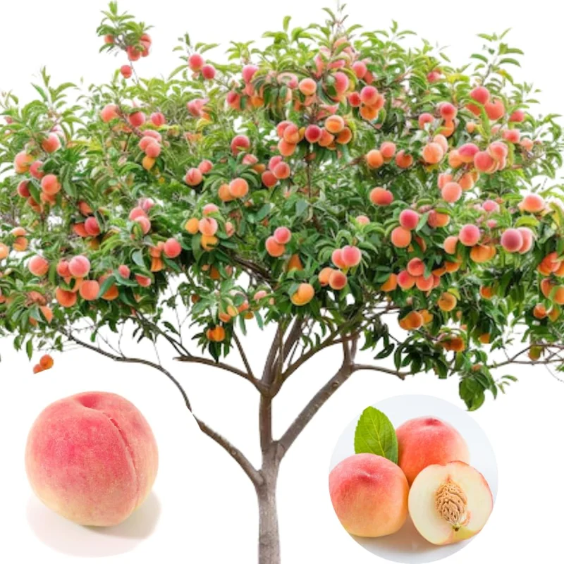 Pack 2 Peach Trees Live Fruit Plant in 4" Pot, 30-35 Inches Tall, Sweet Peach Fruit Trees for Planting, 1-2 Year Old Peach Trees Planting Spring, Cold Hardy