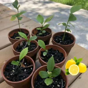 Meyer Lemon Bush Live Plant - Starter Citrus Tree - 1 to 2 Inch Tall