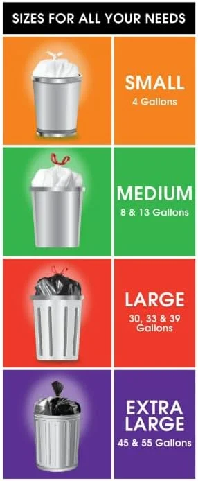 13-Gallon Drawstring Tall Kitchen Trash Bags, Unscented, 40 Bags_(pack of 1)